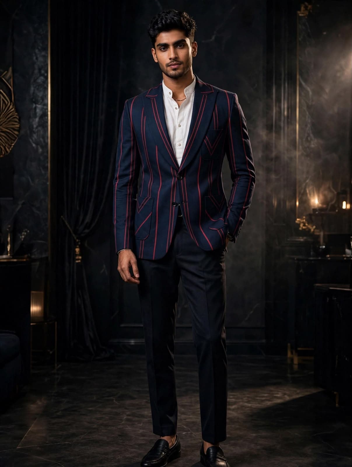 Midnight Pinstripe Suit Jacket