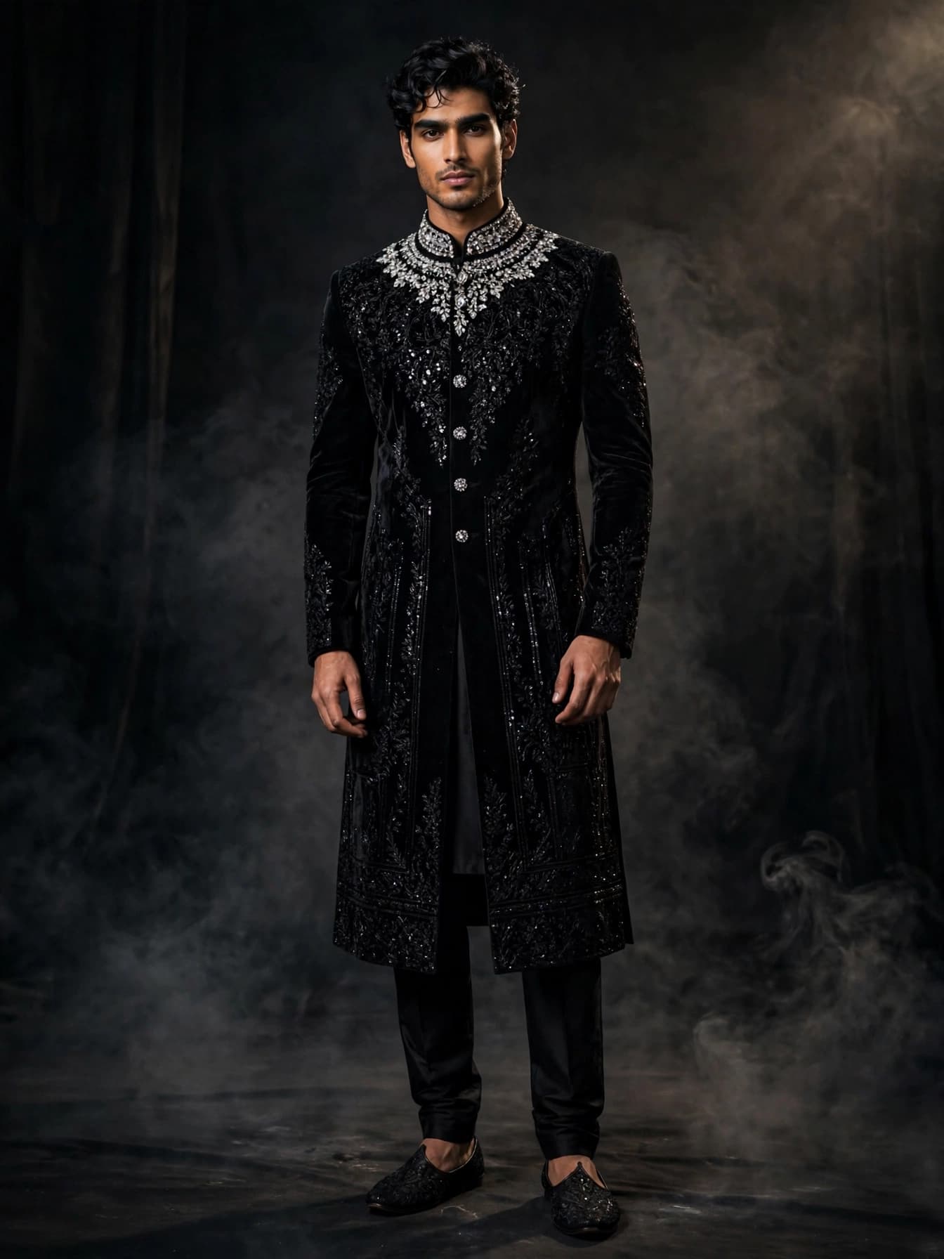 Rose Floral Zari Sherwani