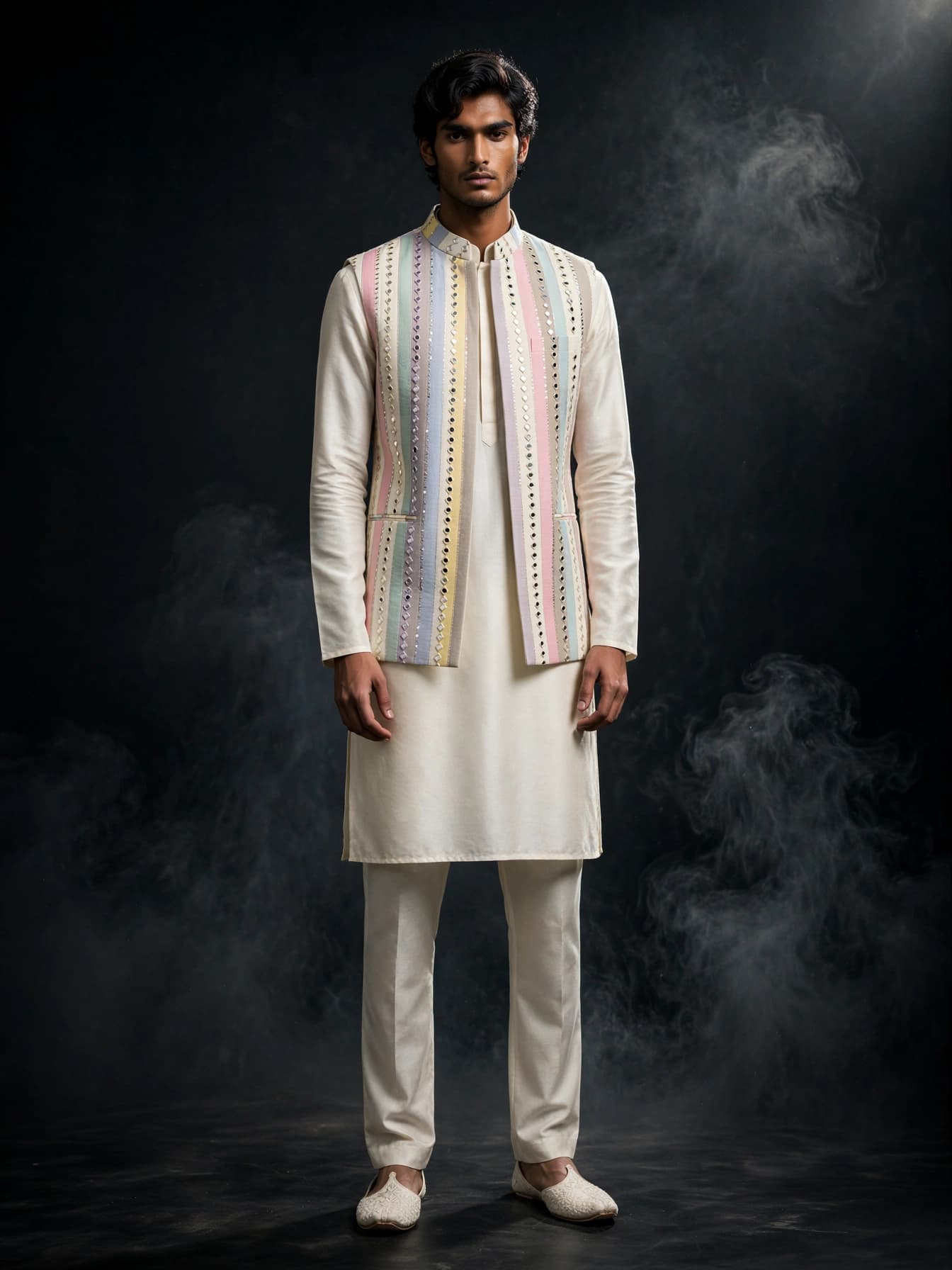 Pastel Rainbow Stripe Nehru Jacket